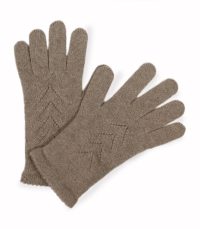 alt="Klasyczne ciepłe rękawiczki z kaszmiru beżowe z eleganckim wzorem"