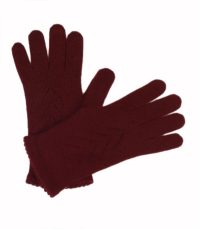 alt="Stylowe rękawiczki z kaszmiru bordowe z eleganckim wzorem"