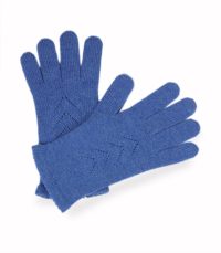 alt="Eleganckie rękawiczki kaszmirowe niebieskie z delikatnym wzorem -100% naturalnego kaszmiru"