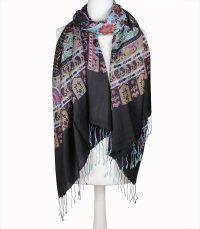 alt=" szal jedwabny indyjski wzór damski 70x190"