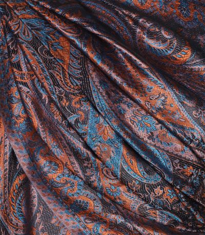 Stylowy szal wieczorowy jedwabny czarny z eleganckim wzorem wschodnim 70x200