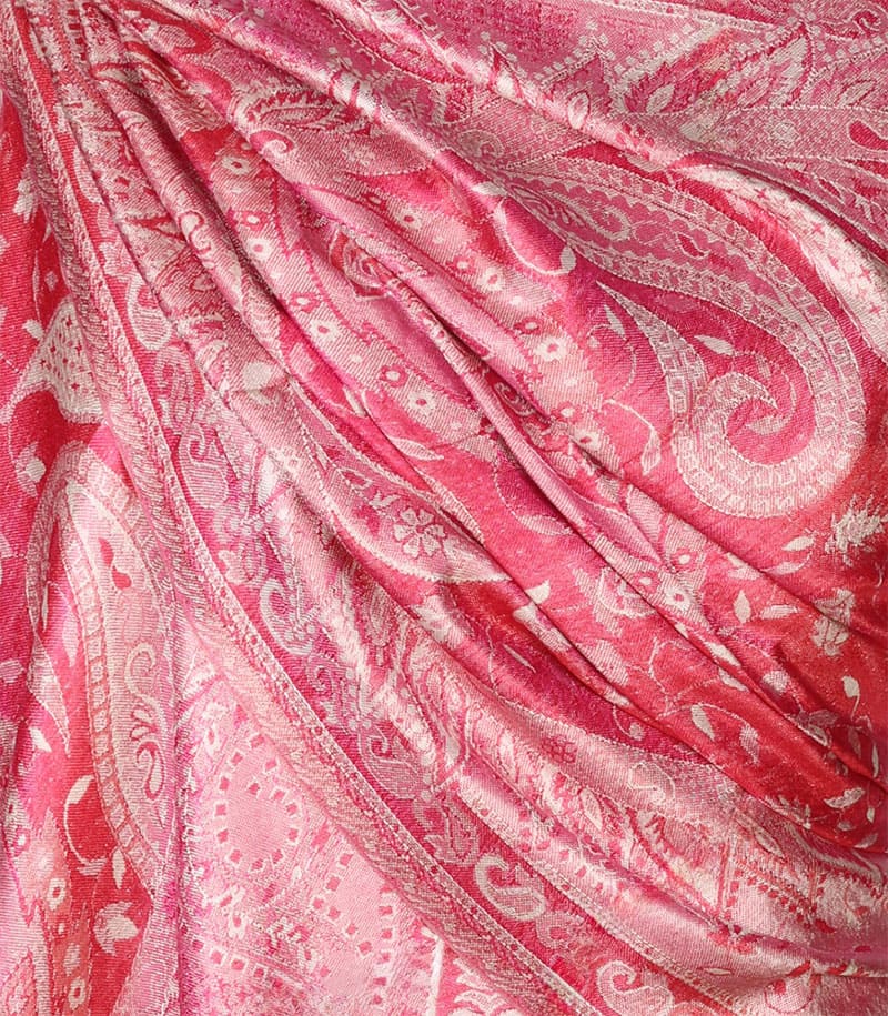 alt="Delikatny różowy szal jedwabny paisley 100% jedwab naturalny damski do płaszcza 70x200"