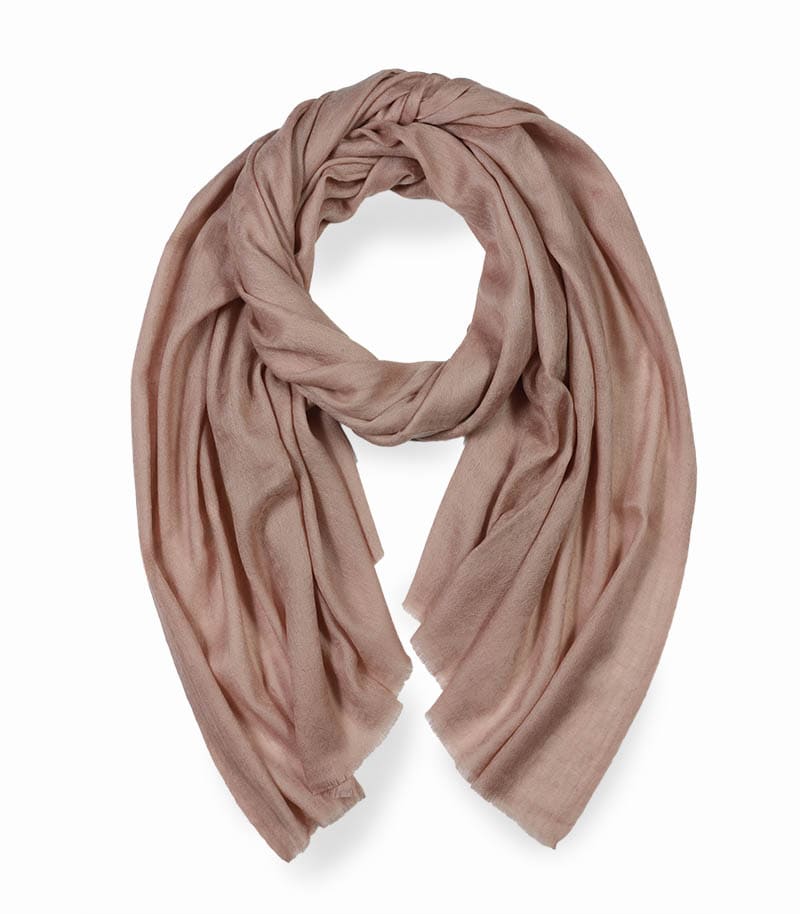 Szal z wełny naturalnej merino beżowy wschodni wzór paisley jednokolorowy 70x200