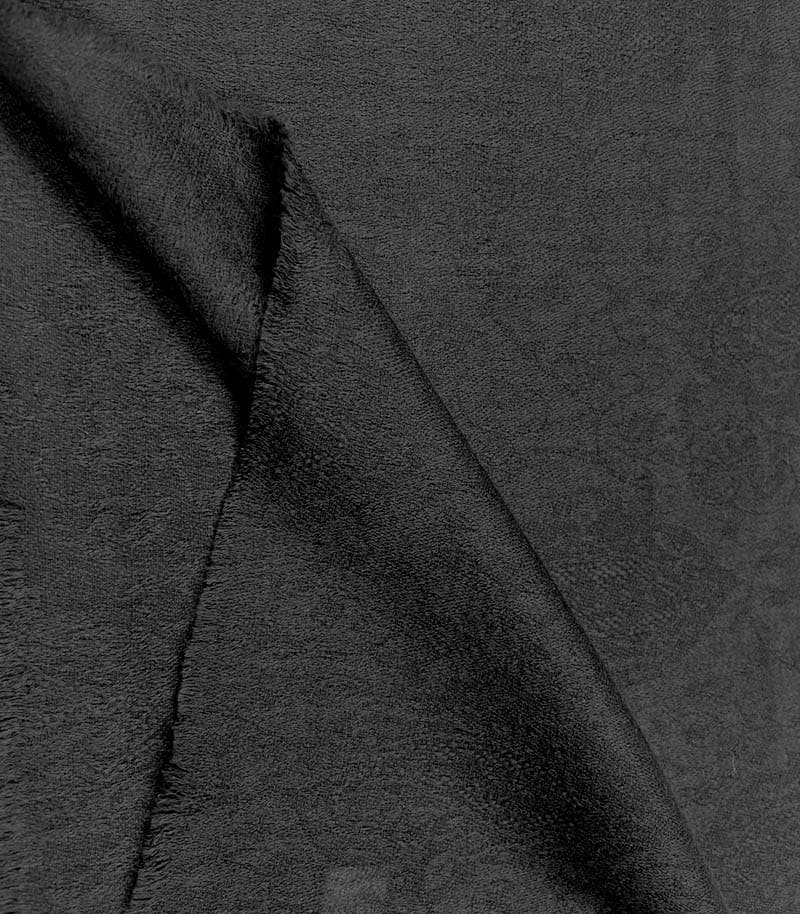 Elegancki miękki szal wełniany z merynosa czarny żakardowy