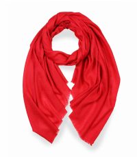 Stylowy szal wełniany czerwony merino ze wzorem żakardowym 70x200