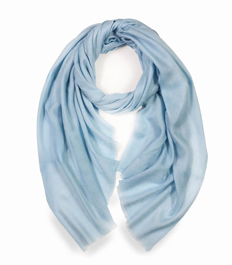 Szal z wełny naturalnej merino gołębi wschodni wzór paisley jednokolorowy 70x200