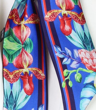 Elegancka apaszka twilly z jedwabiu włoska niebieska