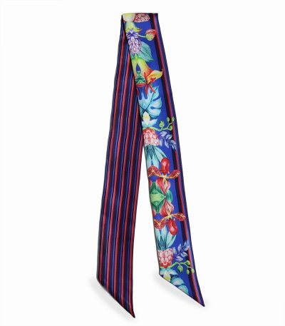 Elegancka apaszka twilly z jedwabiu włoska niebieska